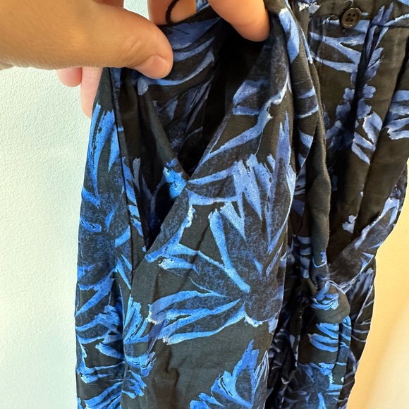 NWT ~ Who What Wear ~ MIDI Ruffled Shirt Dress ~ Floral Black & Blue ~ Small - Picture 7 of 13